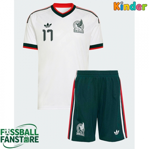 Mexiko Orbelin Pineda #17 Replik Auswärtstrikot Kinder WM 2026 Kurzarm (+ Kurze Hosen)